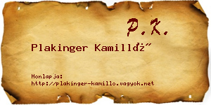 Plakinger Kamilló névjegykártya